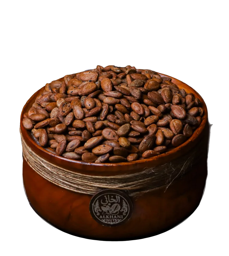 بزر بطيخ بني مفلطح بنقش أغمق بقشره بزبدية خشب ملفوفة بخيط خيش وعليها ختم الخاني